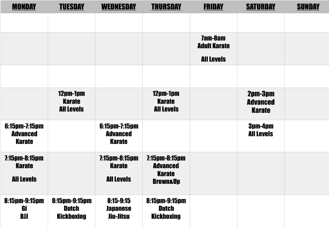 Adult Schedule image