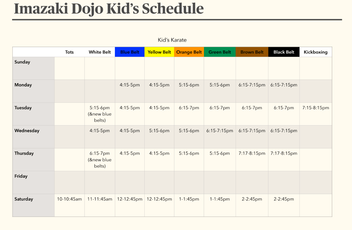 Kids Schedule image